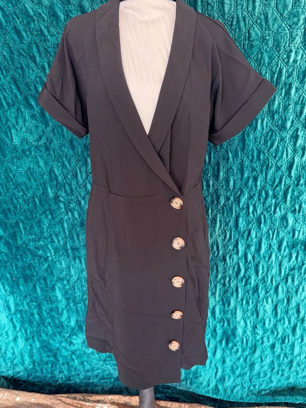 Classic Black Tuxedo Button-Front Women's Dress